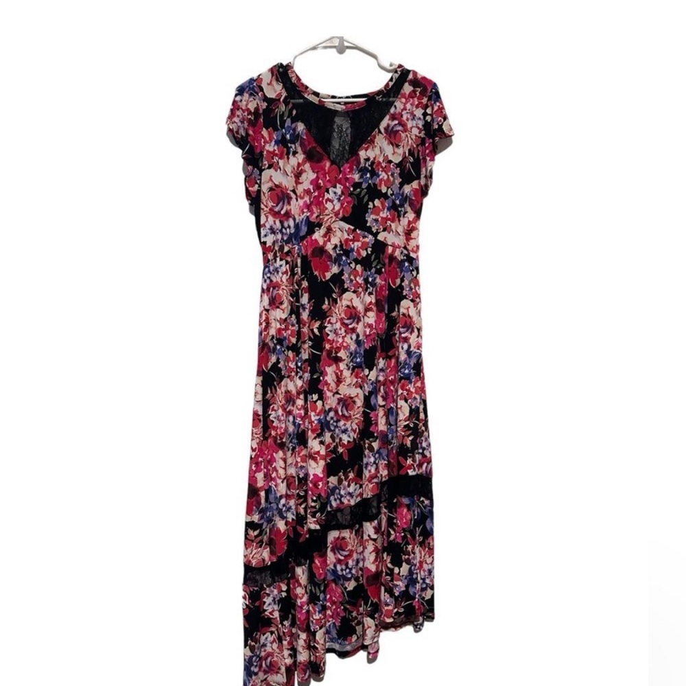 Torrid Floral Asymmetrical Dress - Pink, Blue, Black